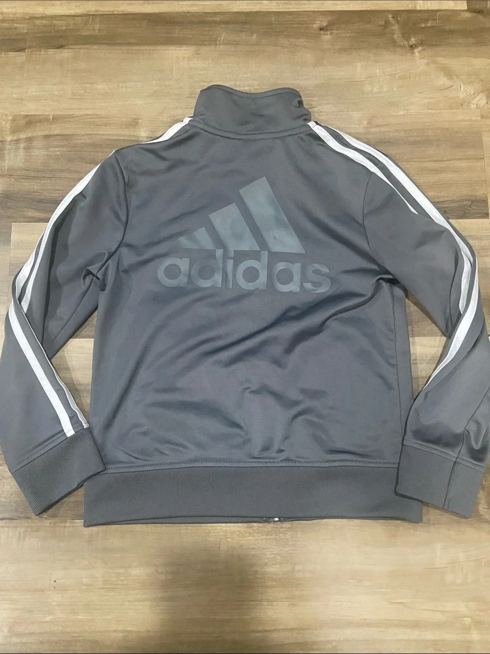 adidas Kids Charcoal Gray Track Jacket with White Stripes